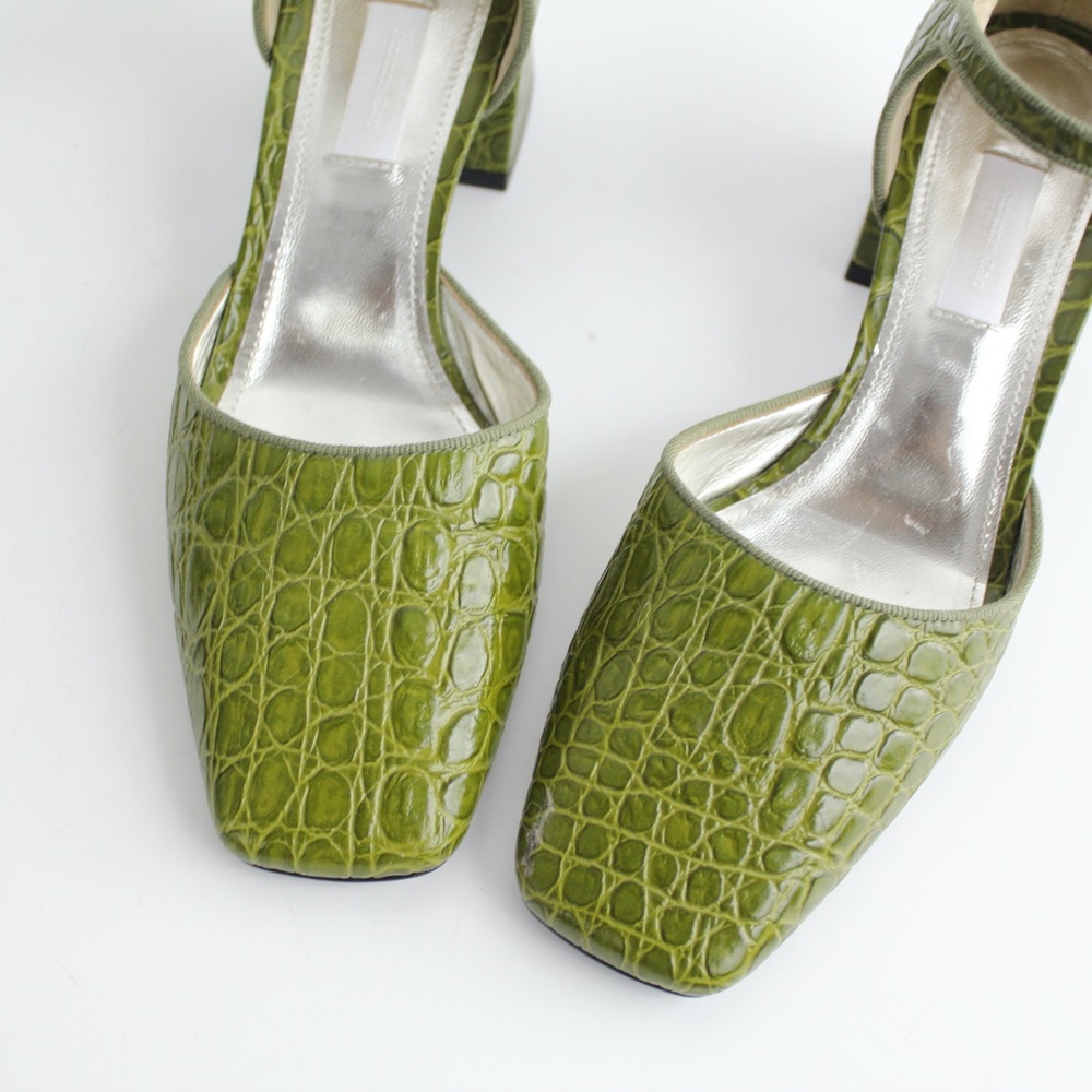 nwob SUZANNE RAE embossed eather mary jane shoes block heels pumps square toes - Picture 3 of 8